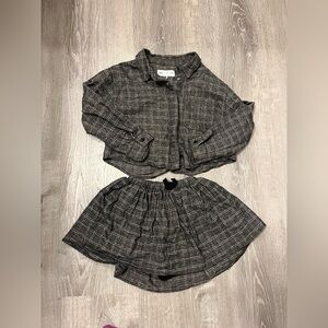 Girl's Zara Plaid Shirt and Skirt Matching Set. Size 8- Pre-owned
